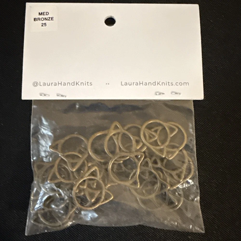 Laura Hand Knits Premium Stitch Markers NIB Medium Bronze 25‎